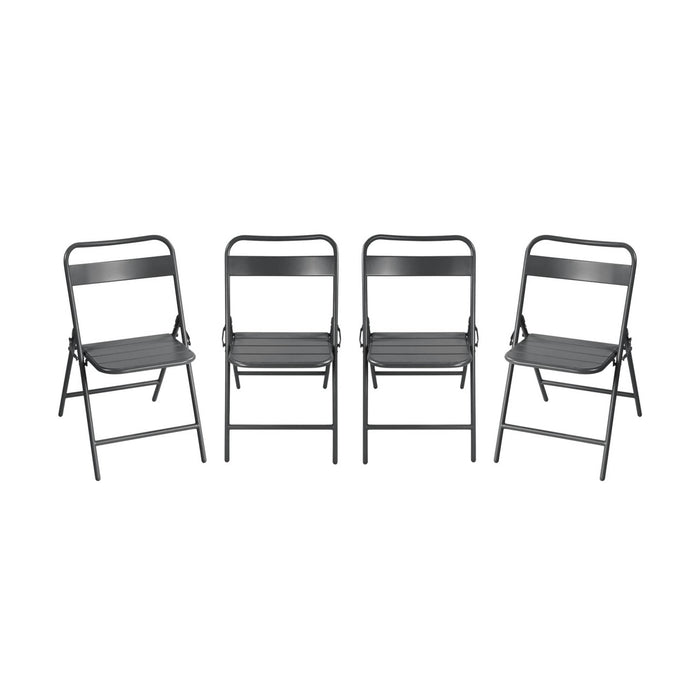 Sedia da giardino pieghevole in acciaio, set di 4, antracite