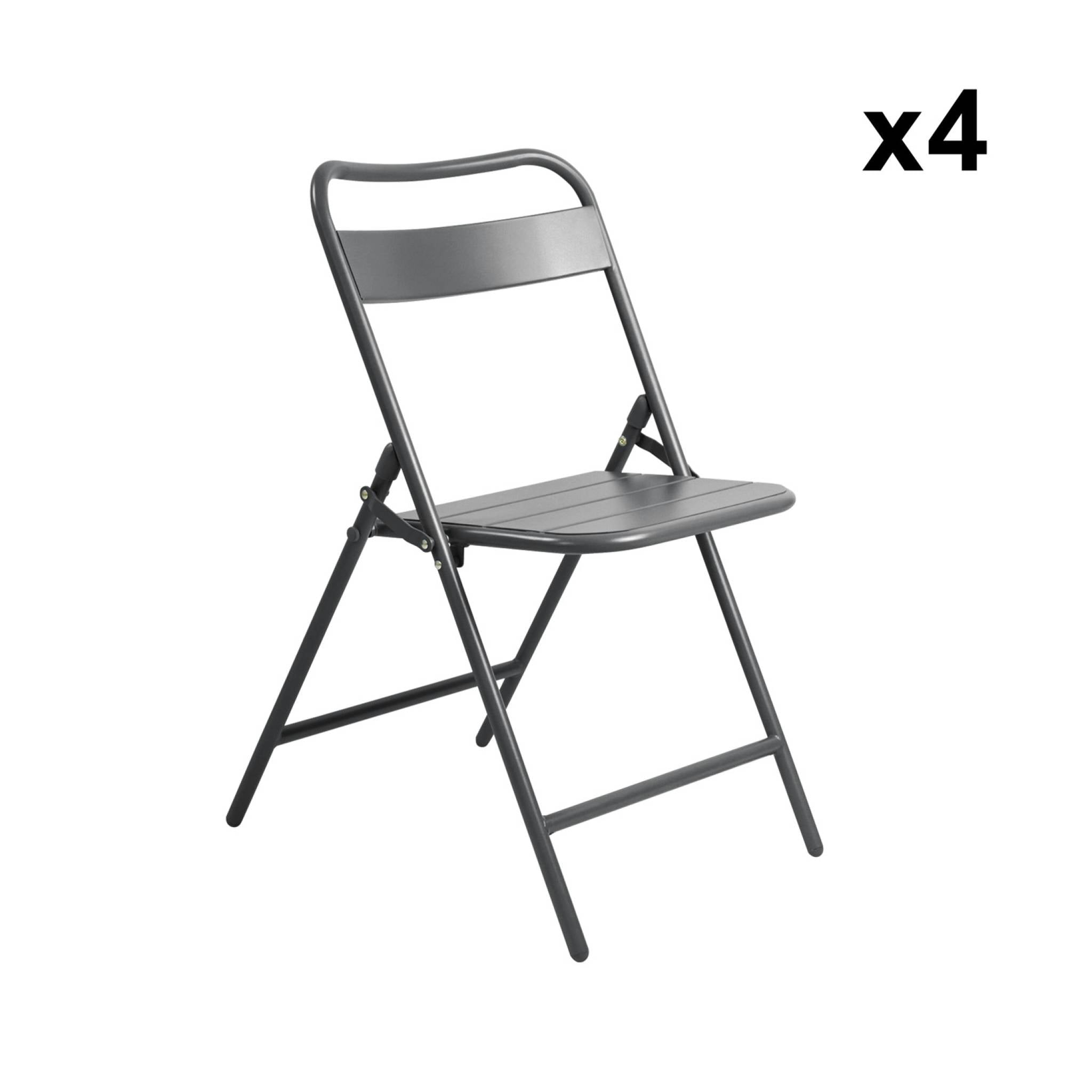 Sedia da giardino pieghevole in acciaio, set di 4, antracite