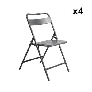Sedia da giardino pieghevole in acciaio, set di 4, antracite