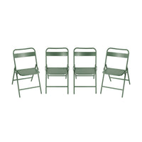 Sedia da giardino pieghevole in acciaio, set di 4, verde