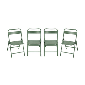 Sedia da giardino pieghevole in acciaio, set di 4, verde