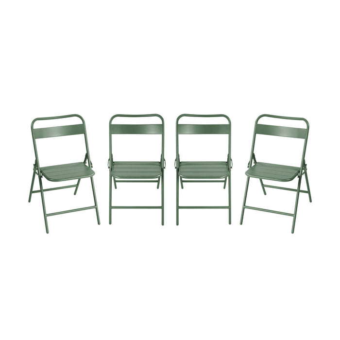 Sedia da giardino pieghevole in acciaio, set di 4, verde