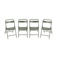 Sedia da giardino pieghevole in acciaio, set di 4, verde kaki