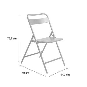 Sedia da giardino pieghevole in acciaio, set di 4, verde kaki