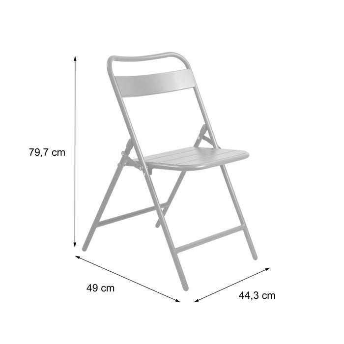 Sedia da giardino pieghevole in acciaio, set di 4, verde kaki