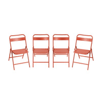 Sedia da giardino pieghevole in acciaio, set di 4, terracotta