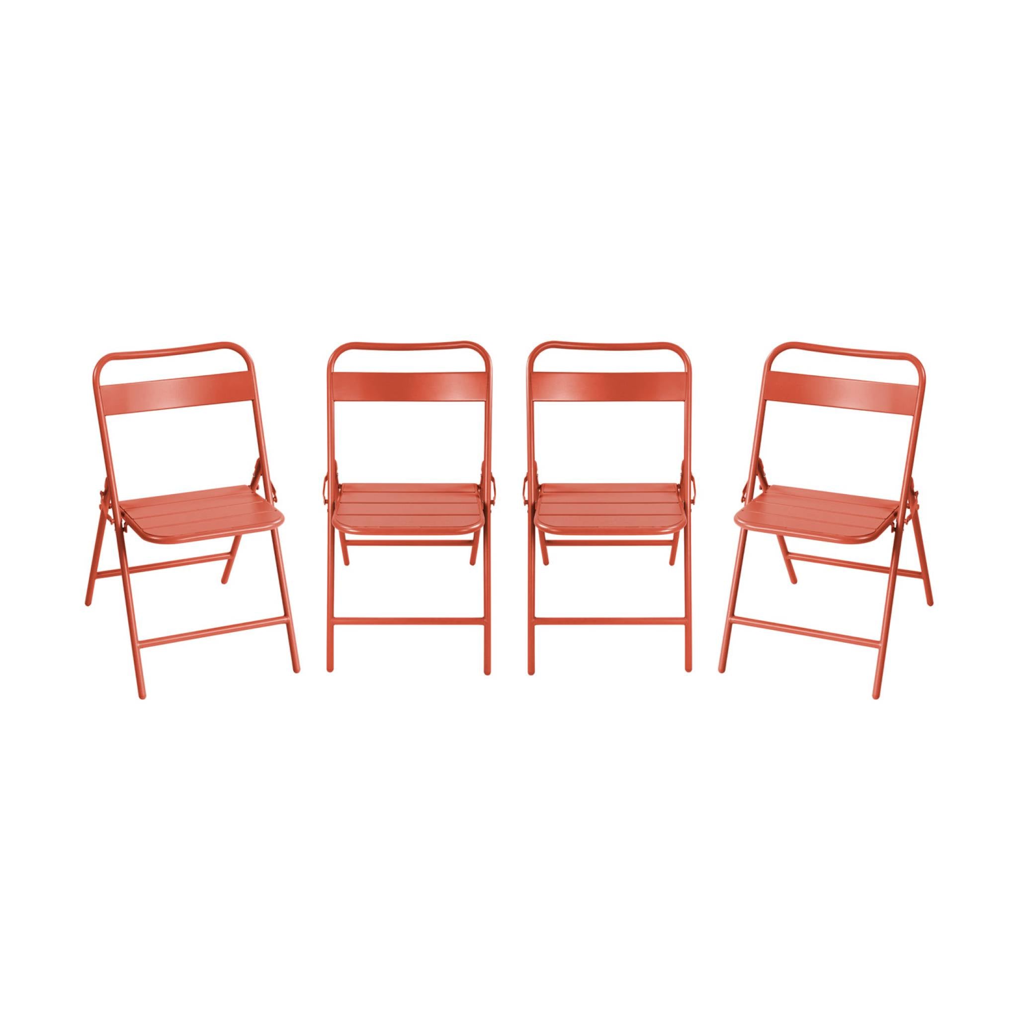 Sedia da giardino pieghevole in acciaio, set di 4, terracotta