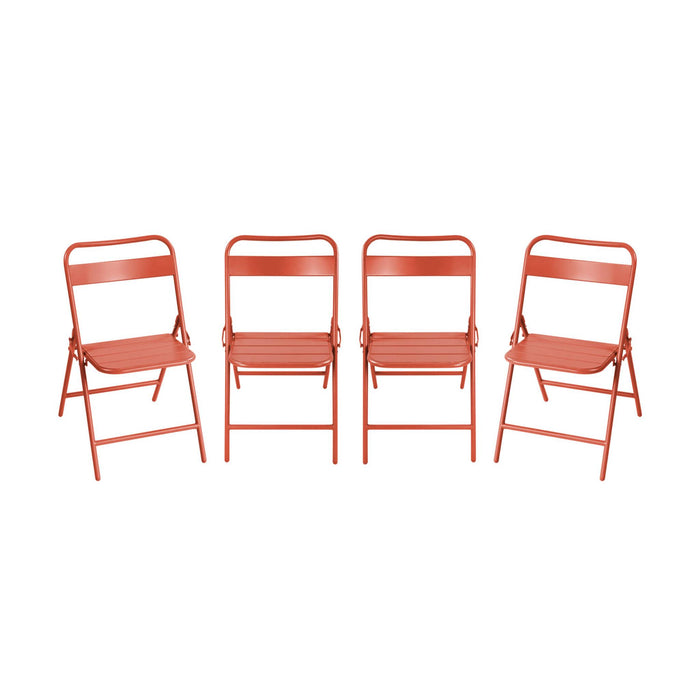 Sedia da giardino pieghevole in acciaio, set di 4, terracotta