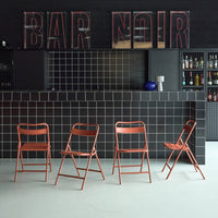 Sedia da giardino pieghevole in acciaio, set di 4, terracotta