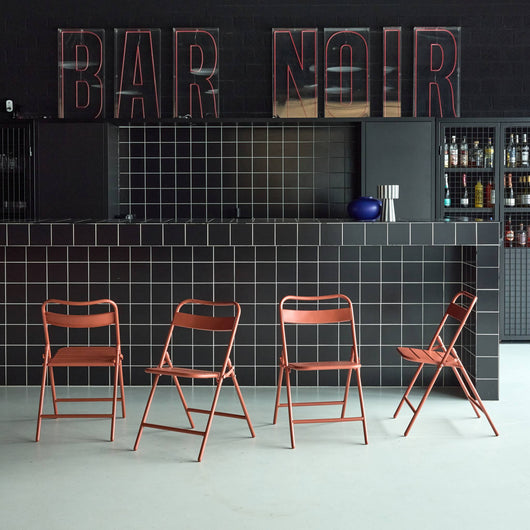 Sedia da giardino pieghevole in acciaio, set di 4, terracotta