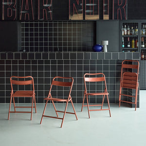 Sedia da giardino pieghevole in acciaio, set di 4, terracotta