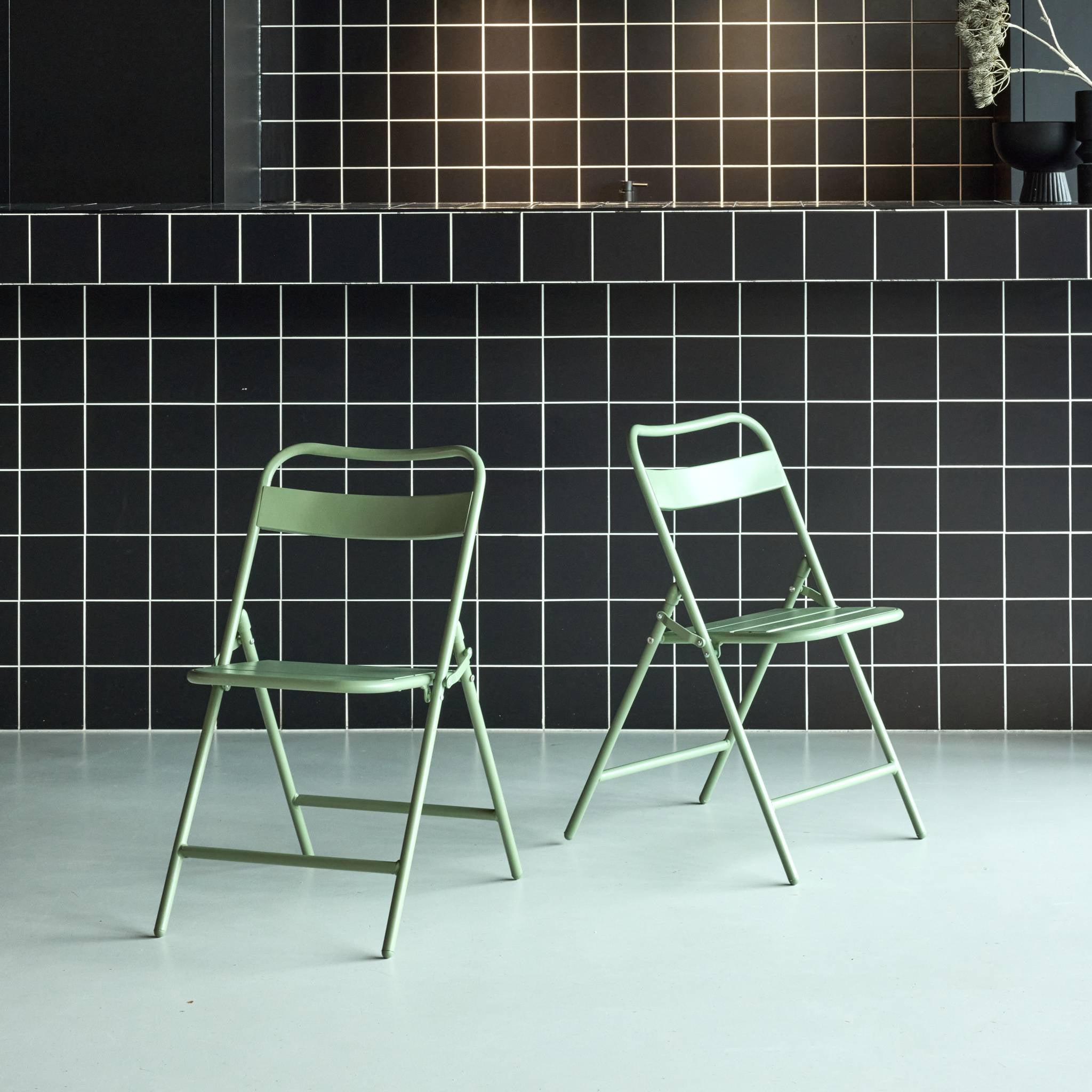 Set di 2 sedie da giardino pieghevole in acciaio , verde