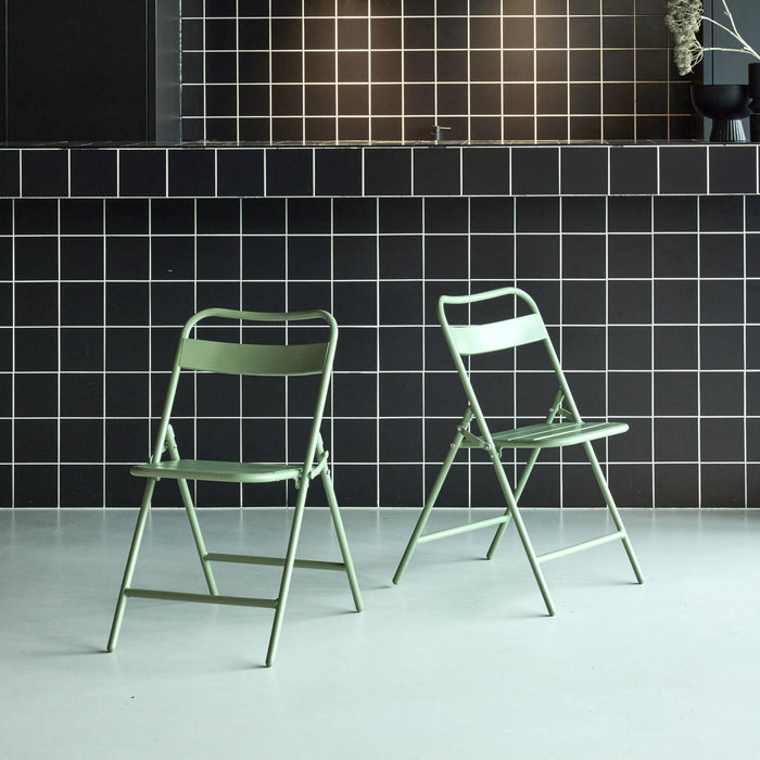 Set di 2 sedie da giardino pieghevole in acciaio , verde