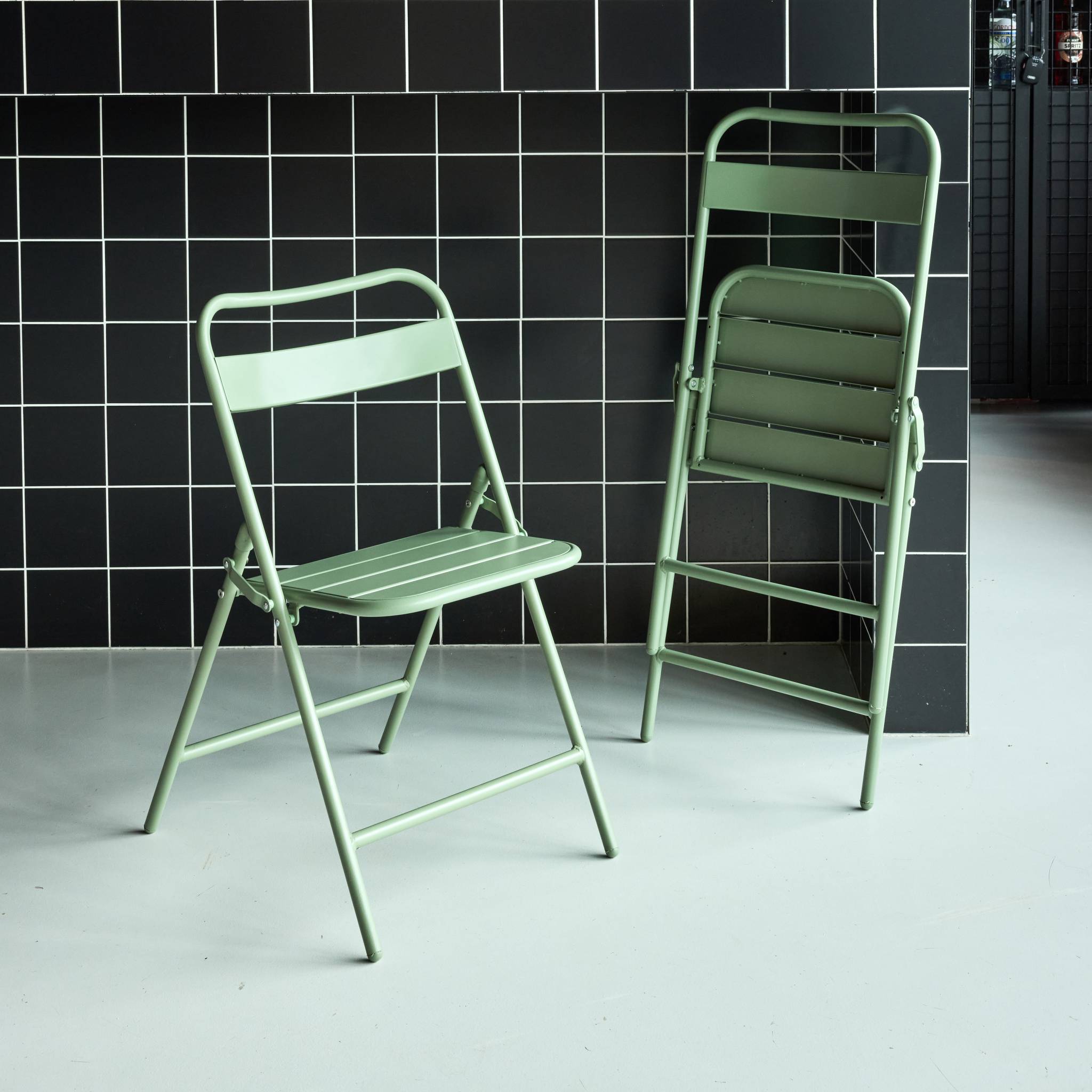 Set di 2 sedie da giardino pieghevole in acciaio , verde