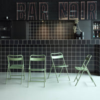 Sedia da giardino pieghevole in acciaio, set di 4, verde