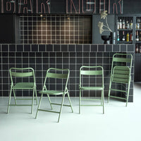 Sedia da giardino pieghevole in acciaio, set di 4, verde