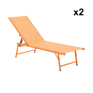 Set di 2 lettini prendisole in acciaio textilene multi posizioni,