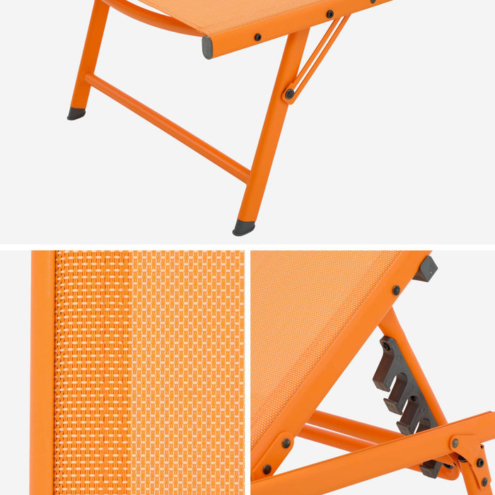 Set di 2 lettini prendisole in acciaio textilene multi posizioni,