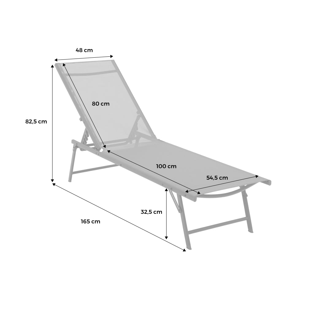 Set di 2 lettini prendisole in acciaio textilene multi posizioni,