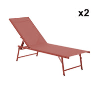 Set di 2 lettini prendisole in acciaio textilene multi posizioni,