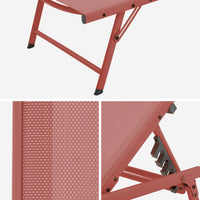 Set di 2 lettini prendisole in acciaio textilene multi posizioni,