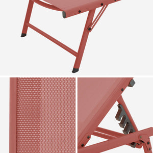 Set di 2 lettini prendisole in acciaio textilene multi posizioni,