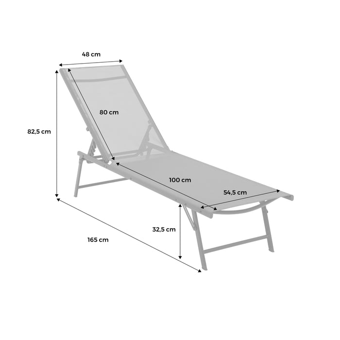 Set di 2 lettini prendisole in acciaio textilene multi posizioni,