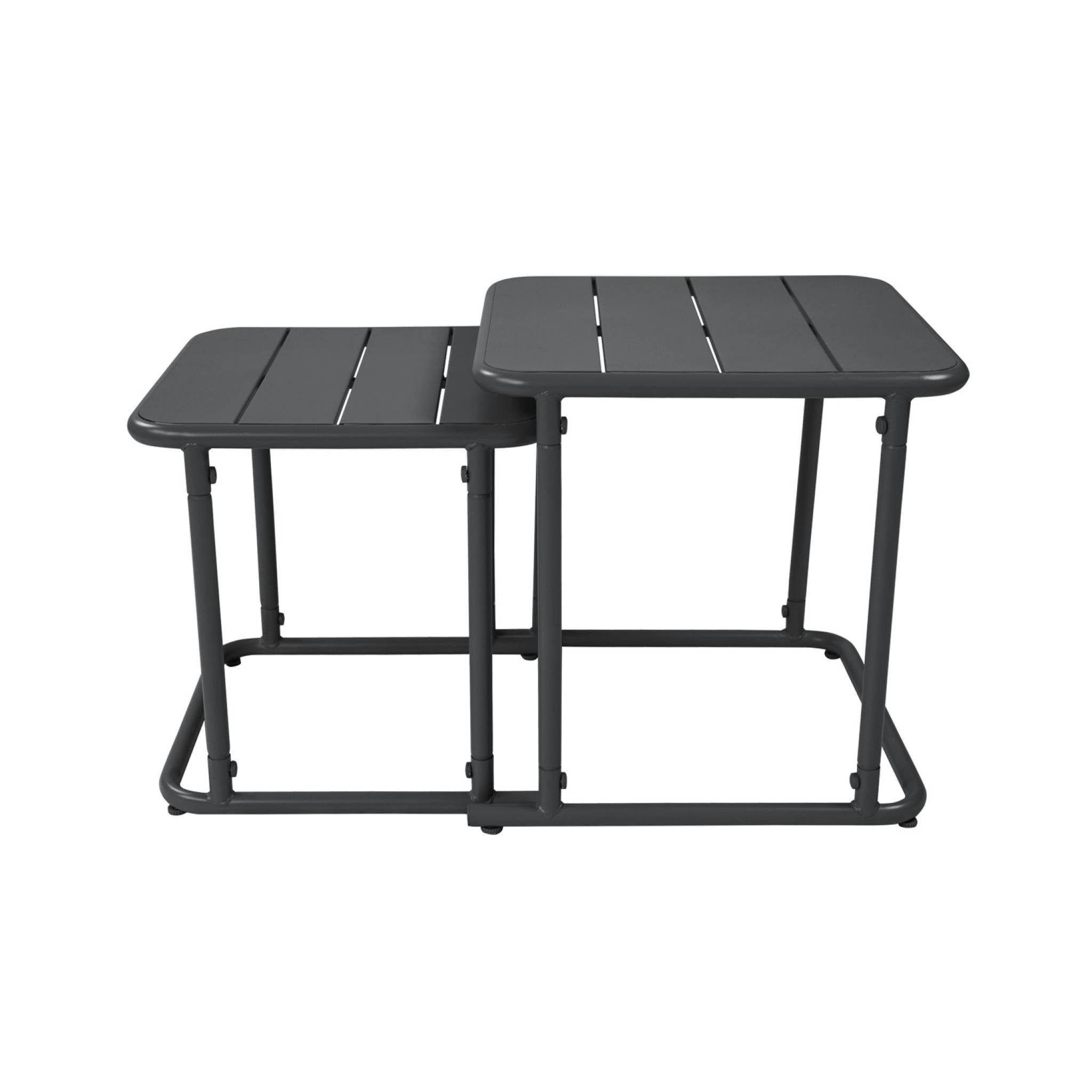 Set di 2 tavolini quadrato in acciaio, antracite