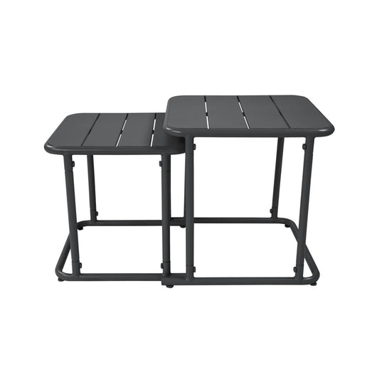 Set di 2 tavolini quadrato in acciaio, antracite