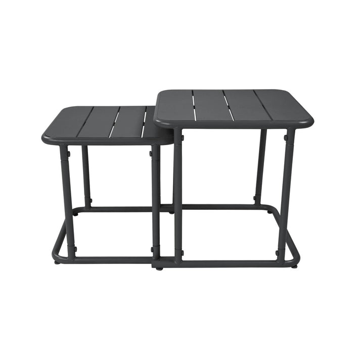 Set di 2 tavolini quadrato in acciaio, antracite
