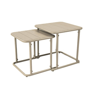 Set di 2 tavolini quadrato in acciaio, beige