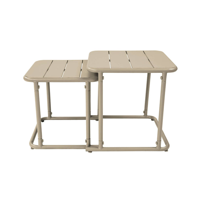 Set di 2 tavolini quadrato in acciaio, beige