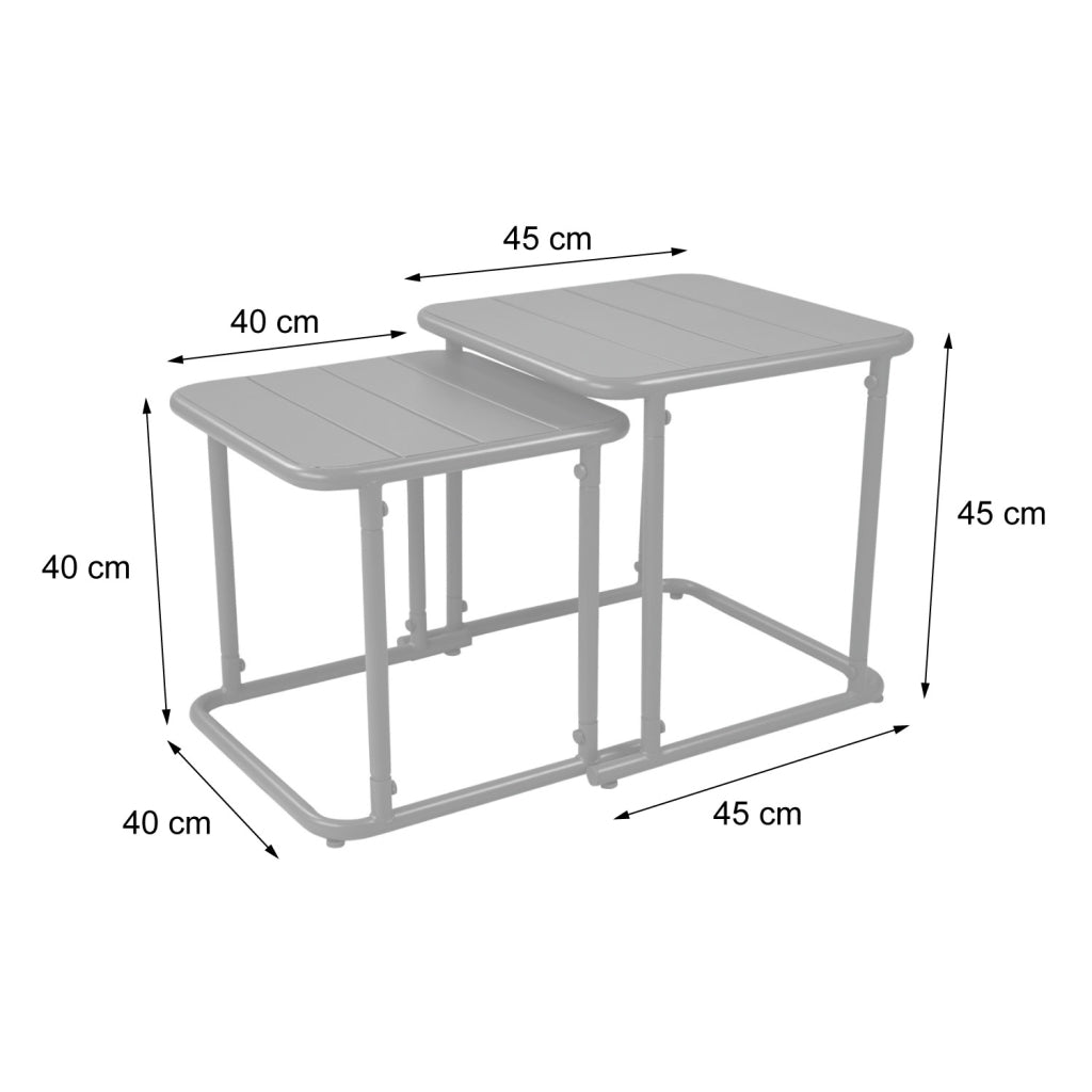 Set di 2 tavolini quadrato in acciaio, beige