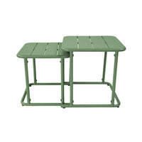 Set di 2 tavolini quadrato in acciaio, verde