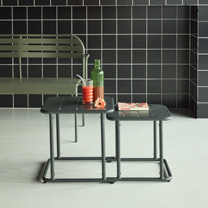 Set di 2 tavolini quadrato in acciaio, verde kaki