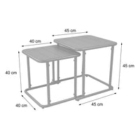 Set di 2 tavolini quadrato in acciaio, verde kaki