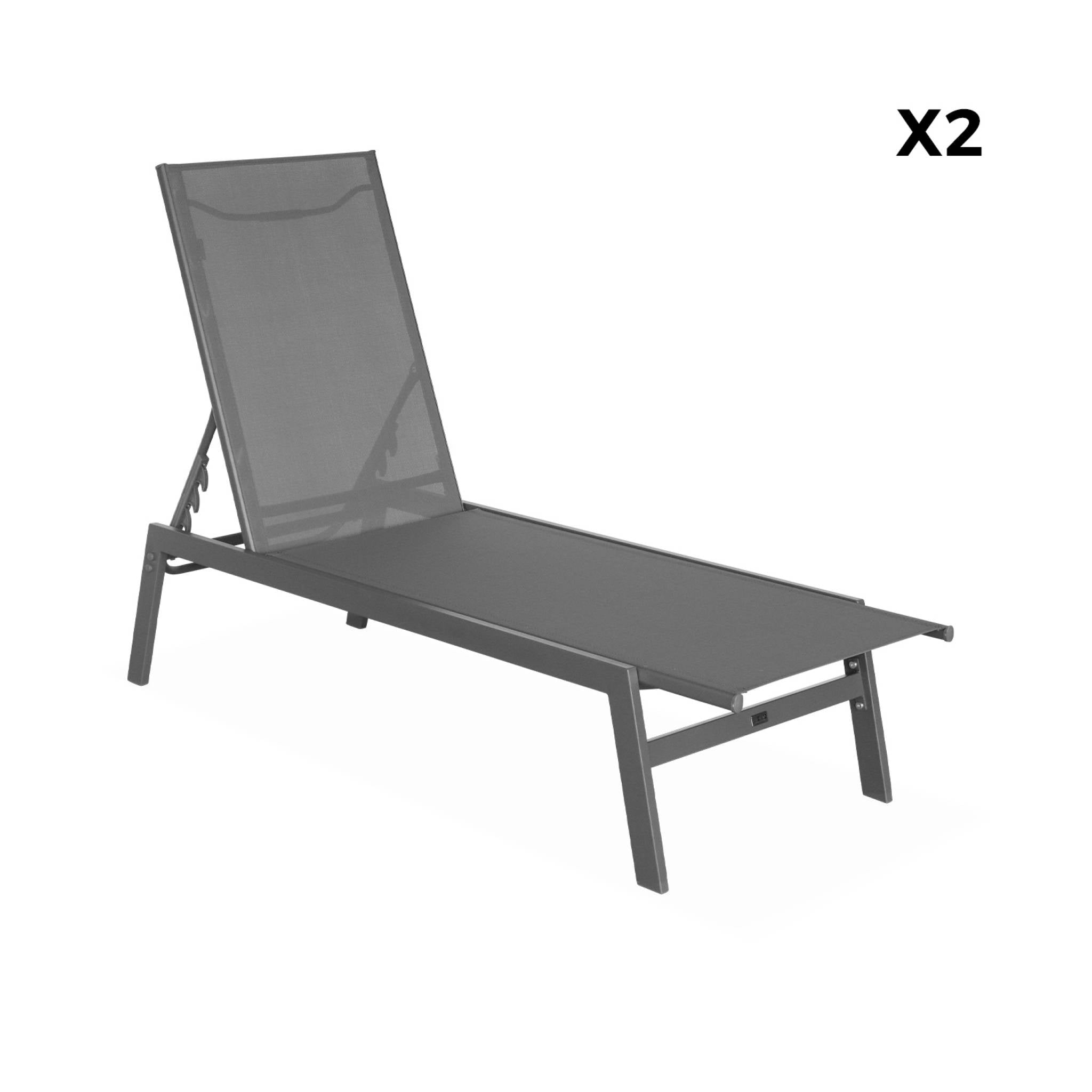 Sdraio in acciaio multi posizioni (set di 2), grigio