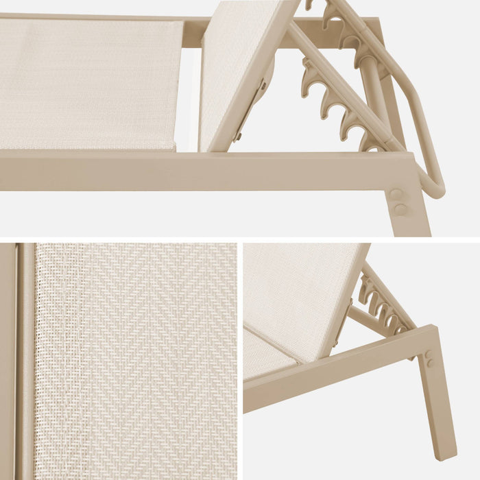 Set 2 sdraio in acciaio multi posizioni, beige
