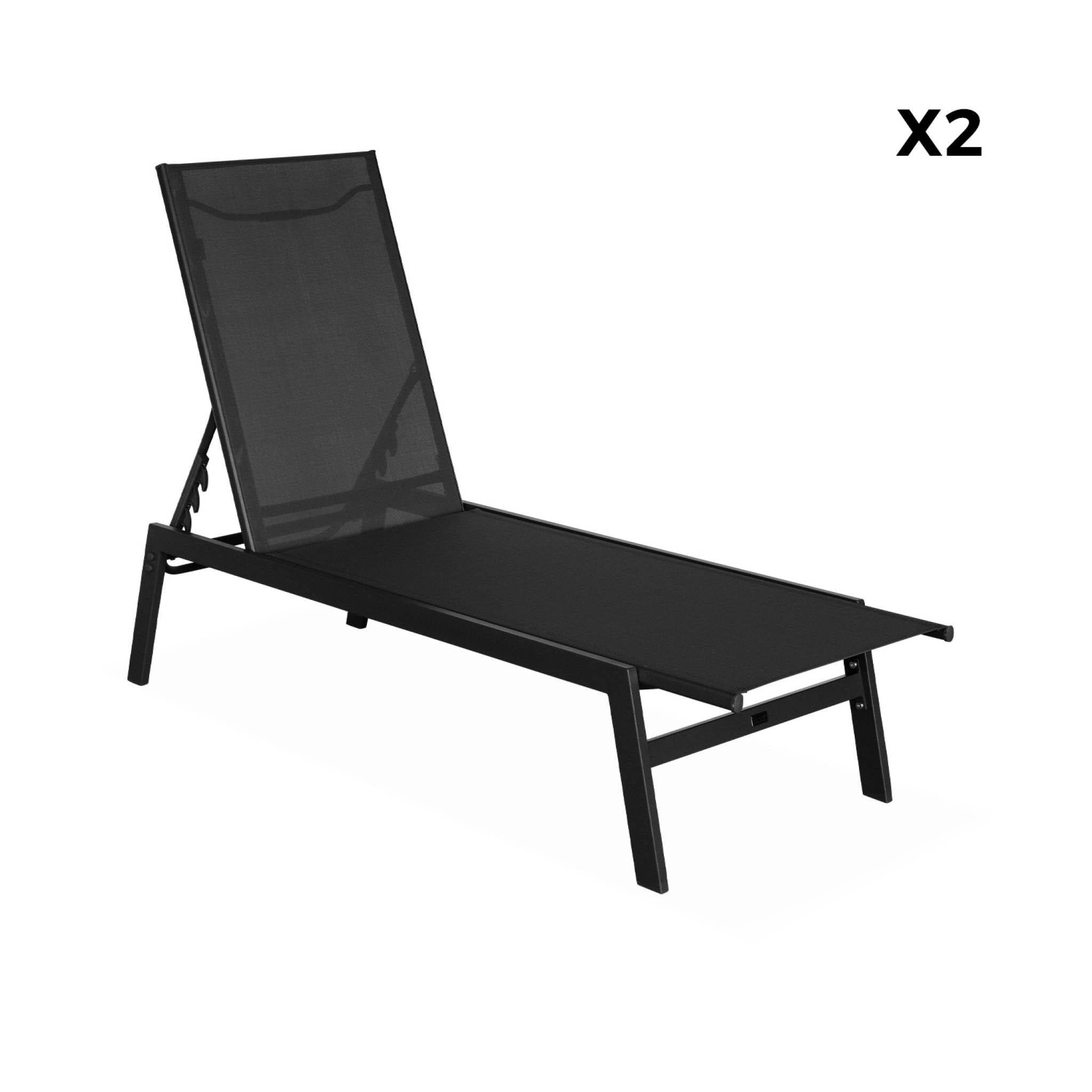 Sdraio in acciaio multi posizioni (set di 2), nero