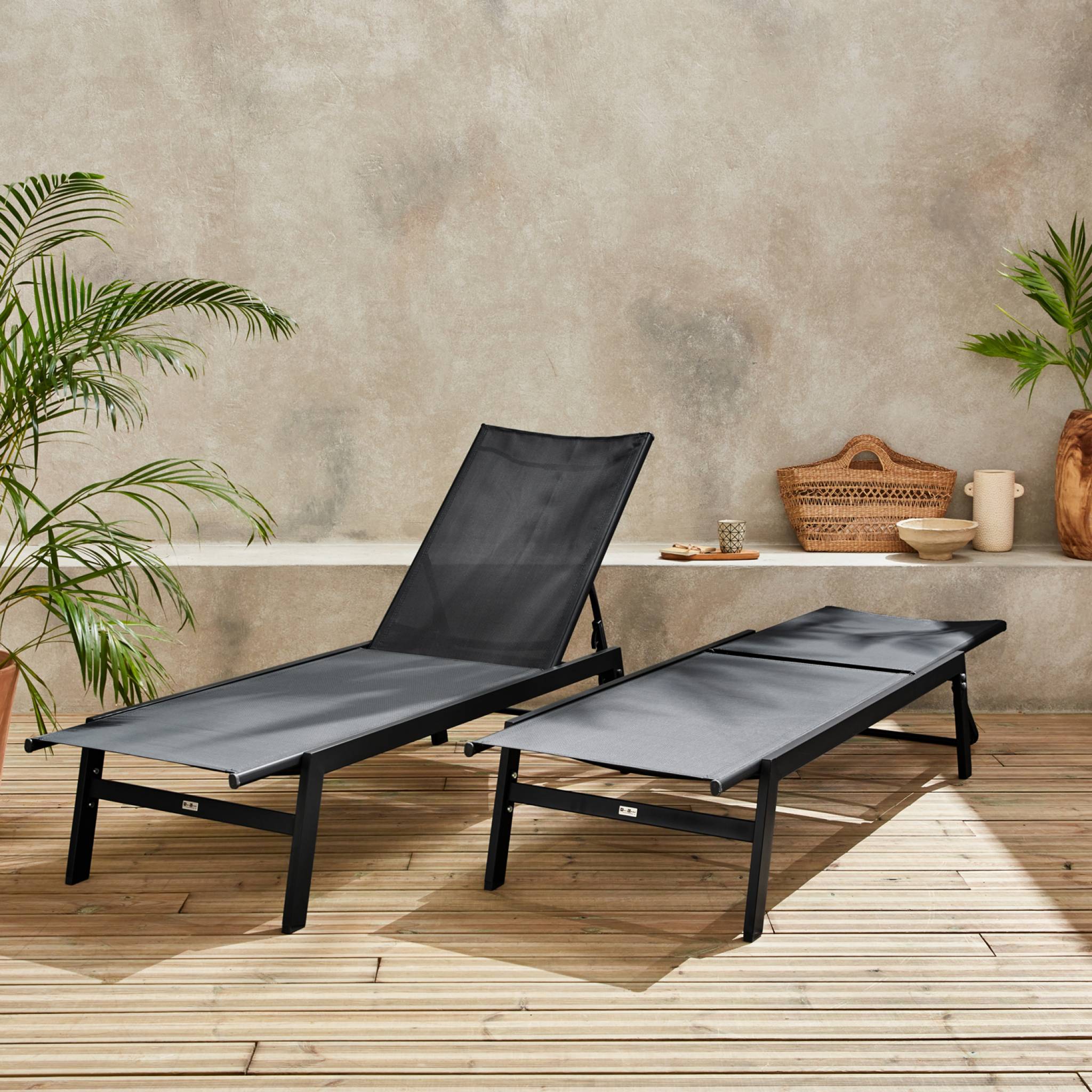 Sdraio in acciaio multi posizioni (set di 2), nero