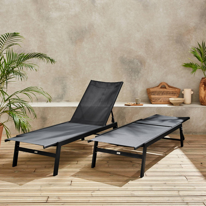 Sdraio in acciaio multi posizioni (set di 2), nero