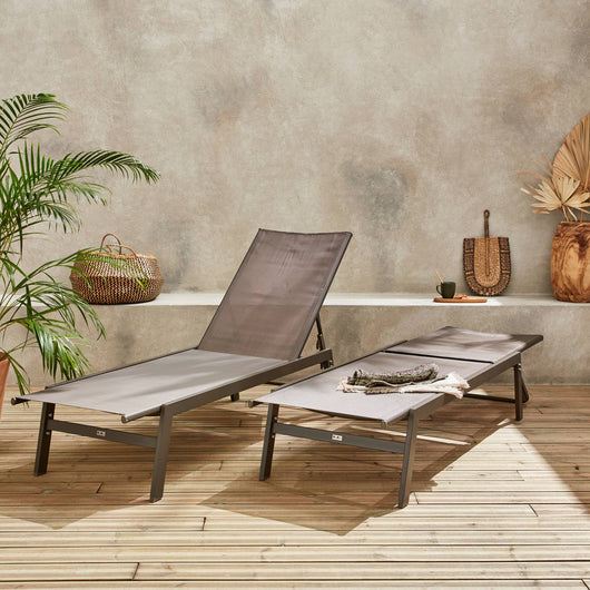 Sdraio in acciaio multi posizioni (set di 2), marrone