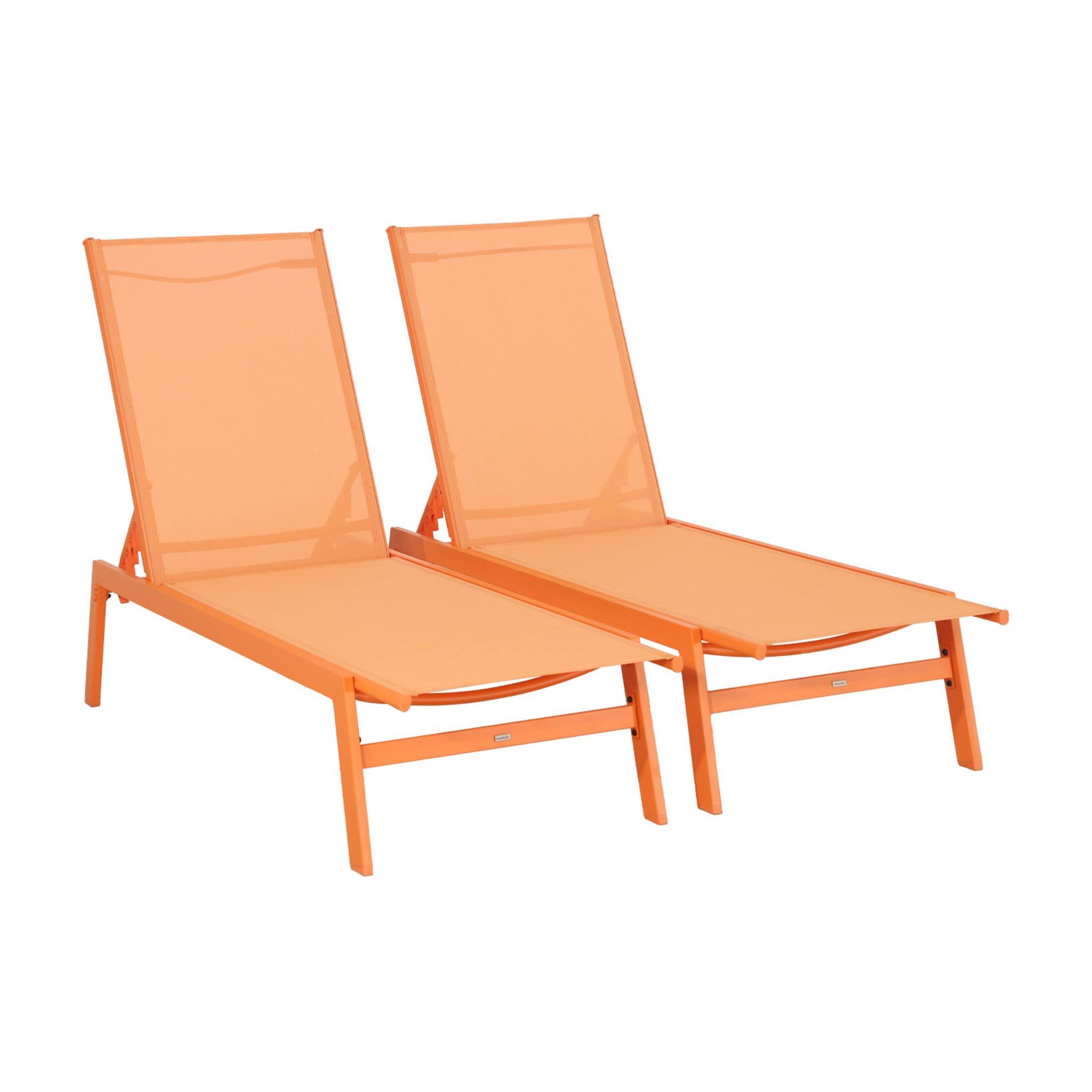 Set 2 sdraio in acciaio multi posizioni, arancione