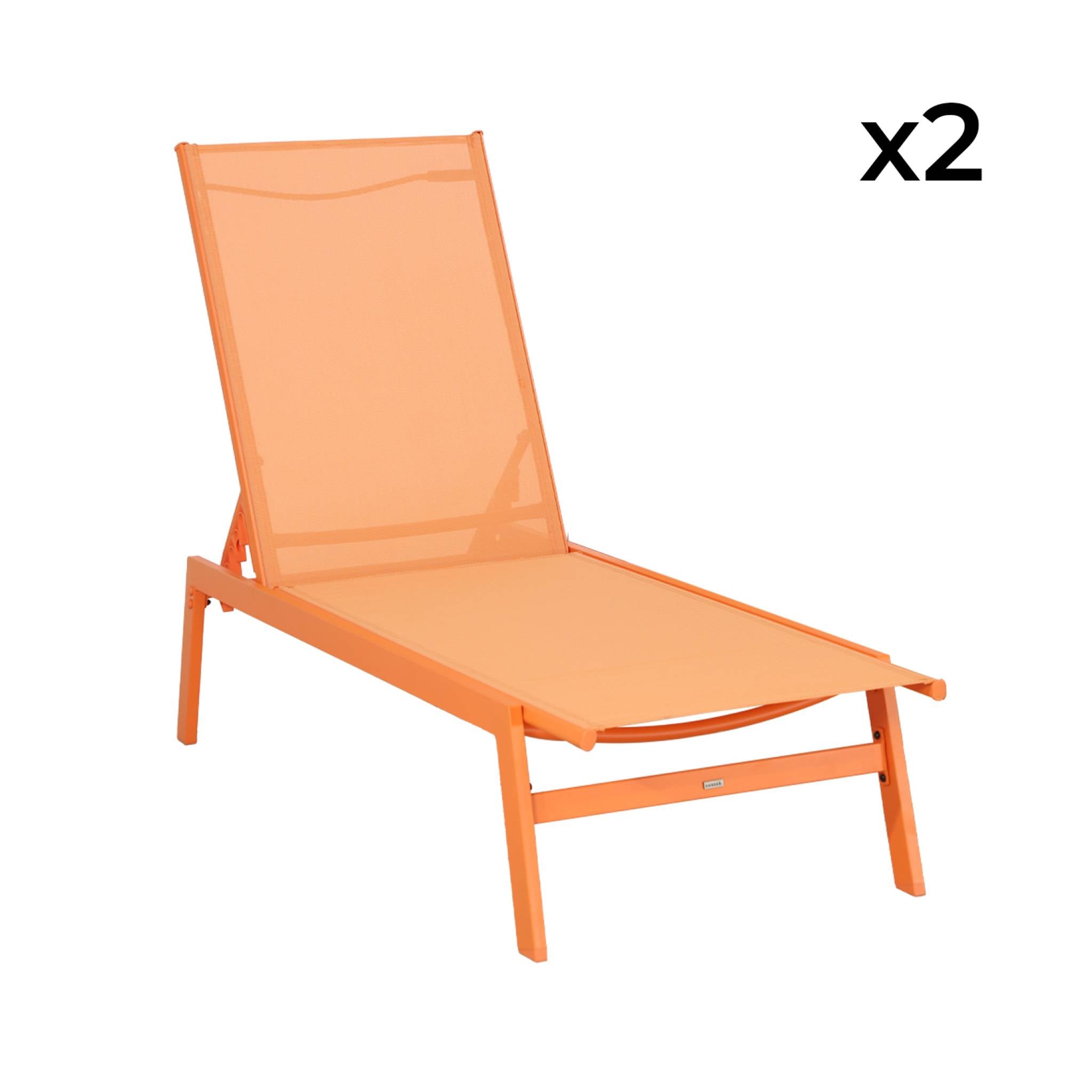 Set 2 sdraio in acciaio multi posizioni, arancione