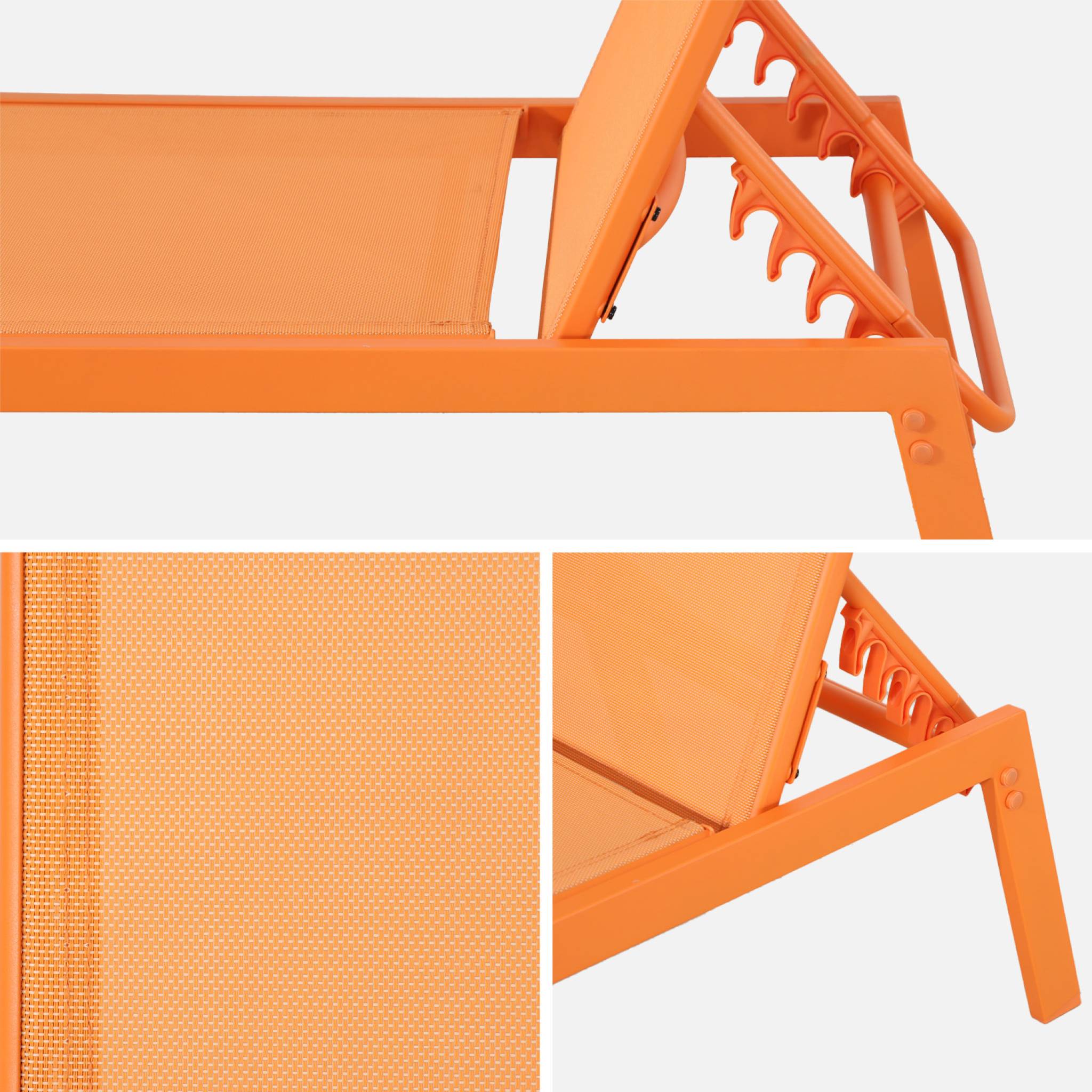 Set 2 sdraio in acciaio multi posizioni, arancione