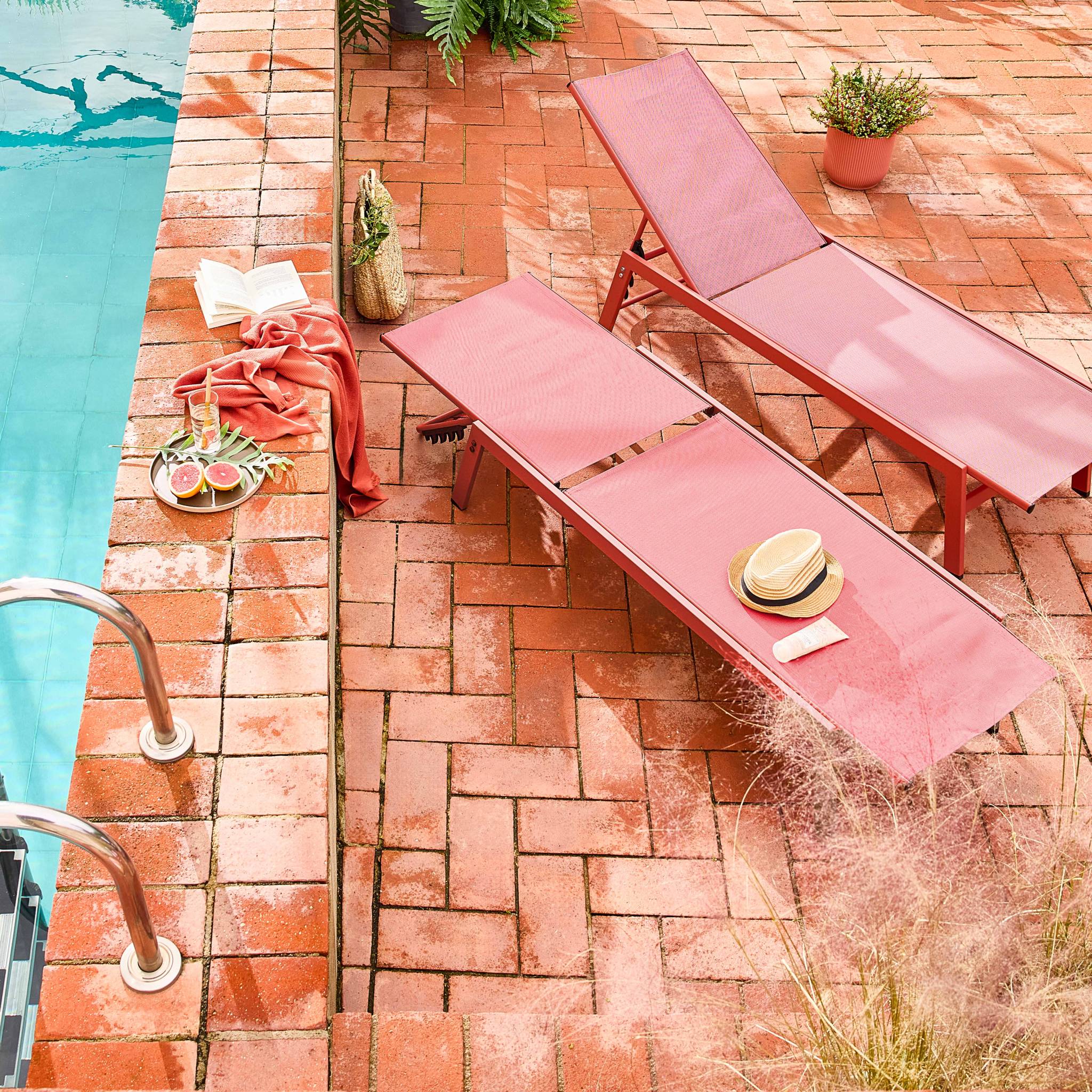 Sdraio in acciaio multi posizioni (set di 2), terracotta