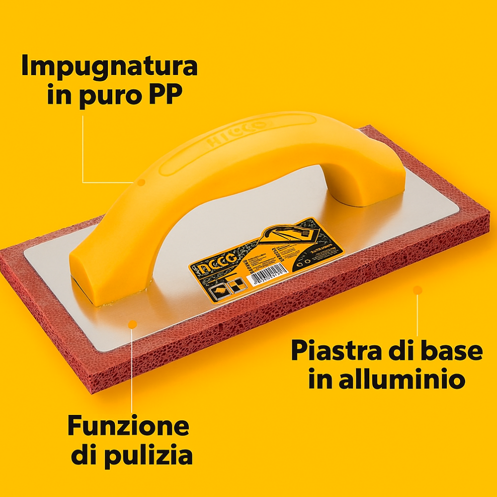 Frattone professionale in gomma 230x100 mm intonaco stucco muratura ingco