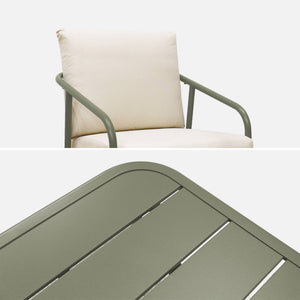Salotto da giardino in metallo a 4 posti, verde kaki