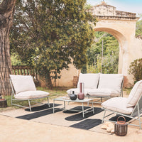 Salotto da giardino in acciaio e textilene a 4 posti, verde kaki