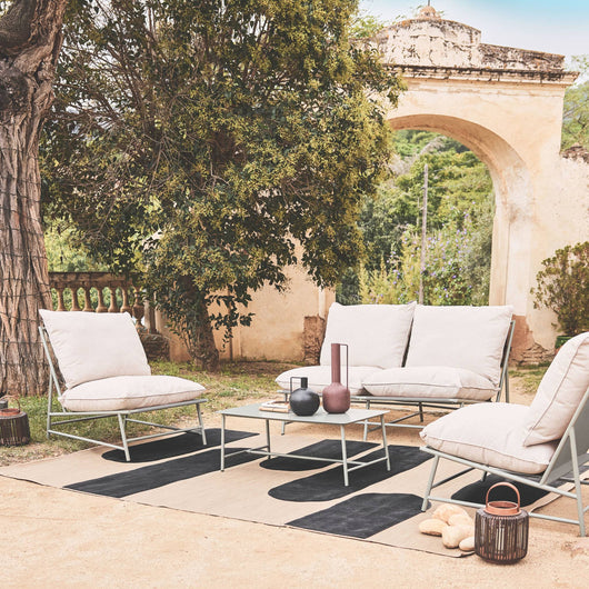 Salotto da giardino in acciaio e textilene a 4 posti, verde kaki